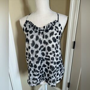 Adrienne Women’s Leopard Spaghetti Strap Tank Top Size S Gray Black
